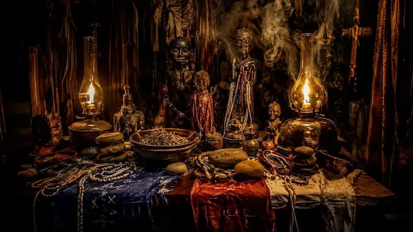 Autel traditionnel pour rituel de désenvoûtement et protection spirituelle par Maître ZOUNYEKPE