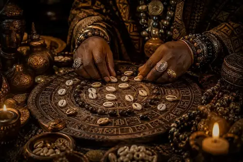 Consultation de l'oracle du Fa avant d exécuter les rituels de prosperite